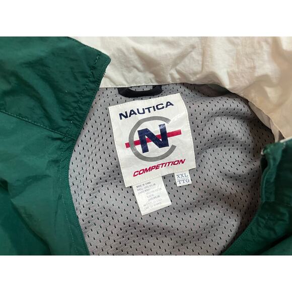 Vtg Nautica Competition classic green/navy wind jacket XXL Perfect condition - Picture 4 of 5